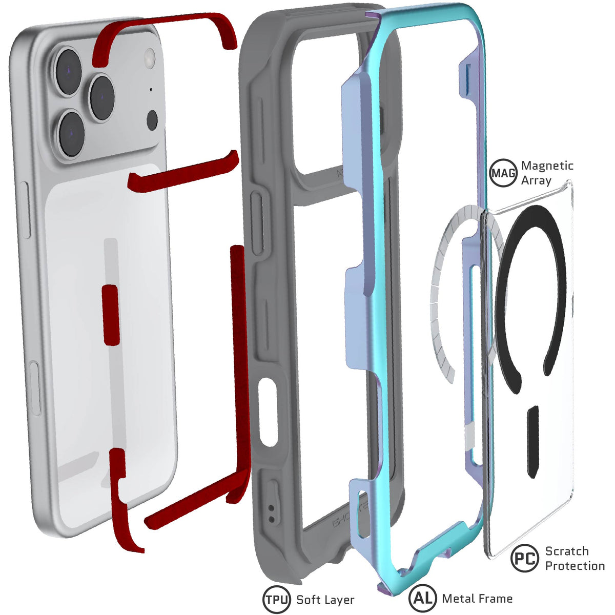 Apple iPhone 18 Pro Max Case Clear Prismatic Metal Aluminum MagSafe Protective Phone Cover