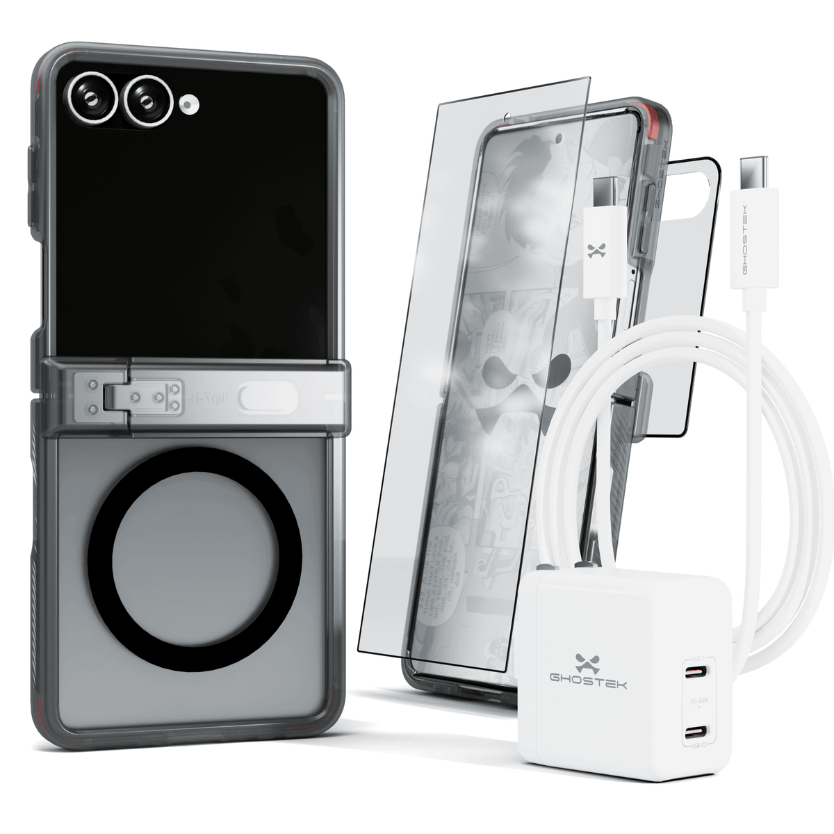 Galaxy Flip7 Case Smoke Protective Phone Cover Magnetic MagSafe Kickstand Charger