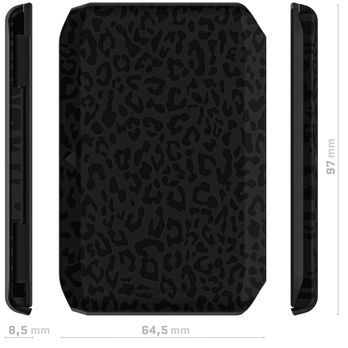 Leopard MagSafe Magnetic Wallet Credit Card Holder Black RFID ID