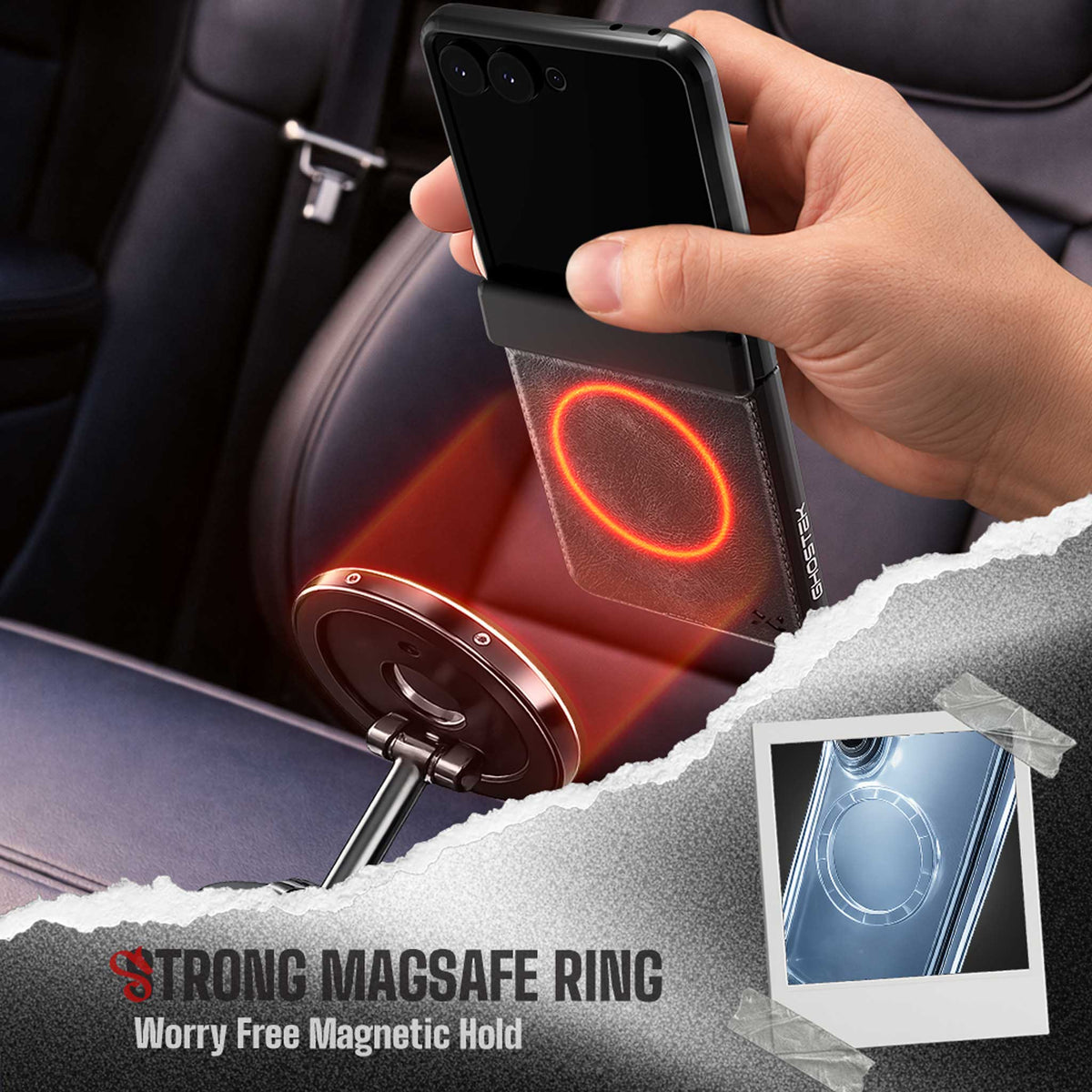 Samsung Galaxy Z Flip 8 Leather Case Blue MagSafe Magnetic Hinge Cover Screen Protector