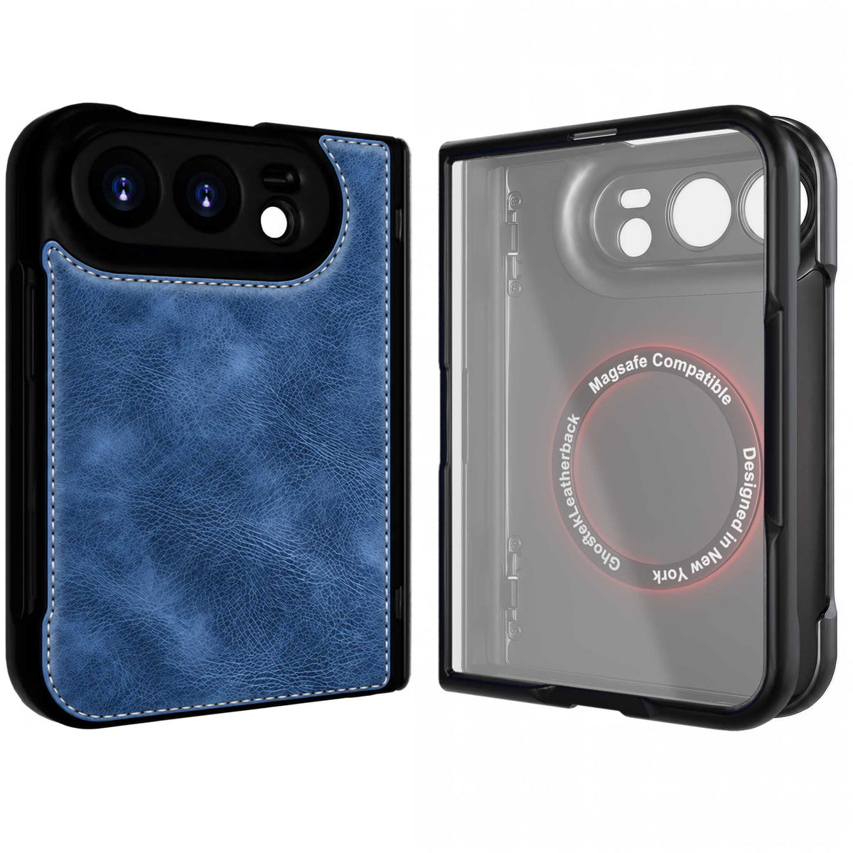 iPhone Duo Blue Leather Case with Screen Protector