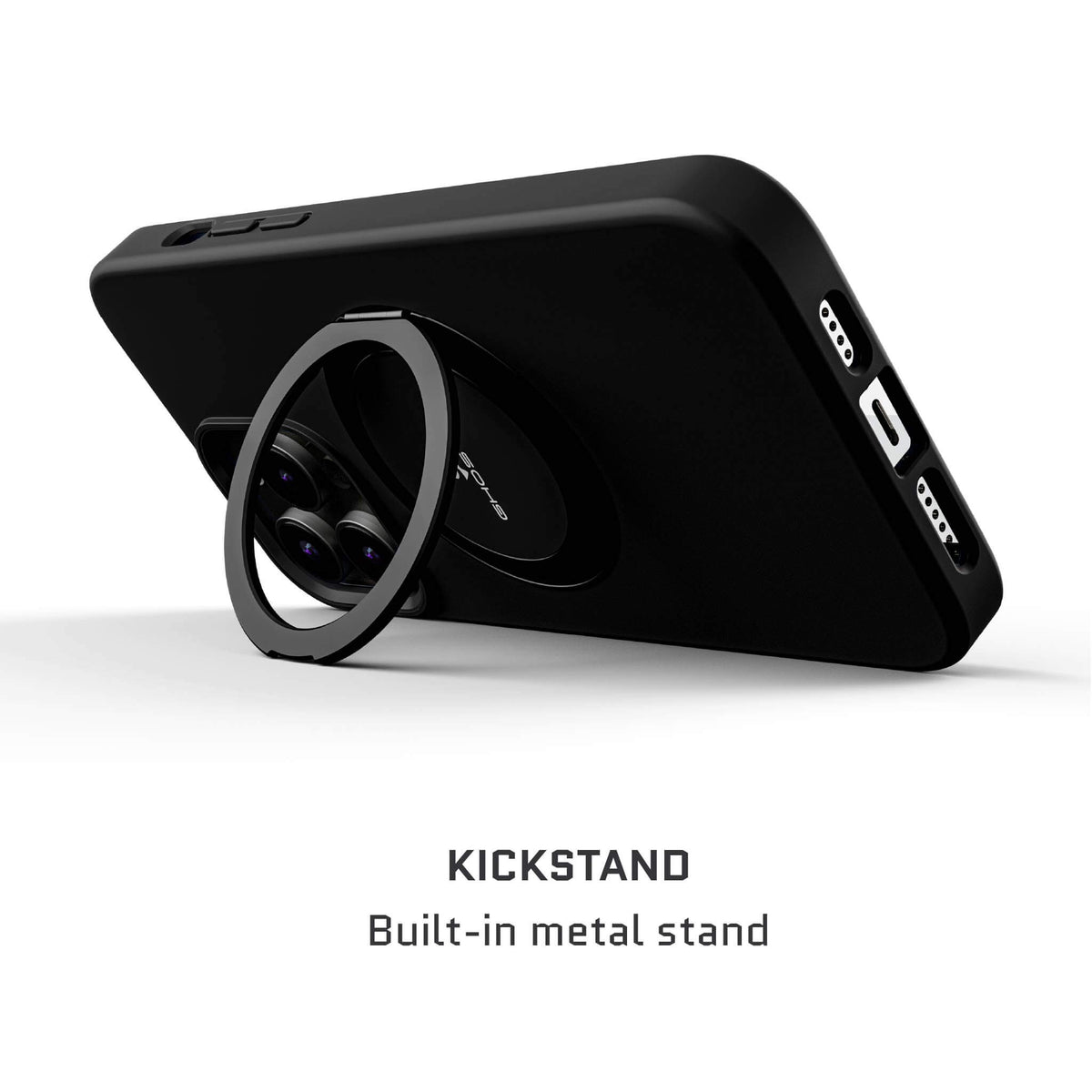 iPhone 15 Pro Max Magnetic Ring Kickstand Case Black