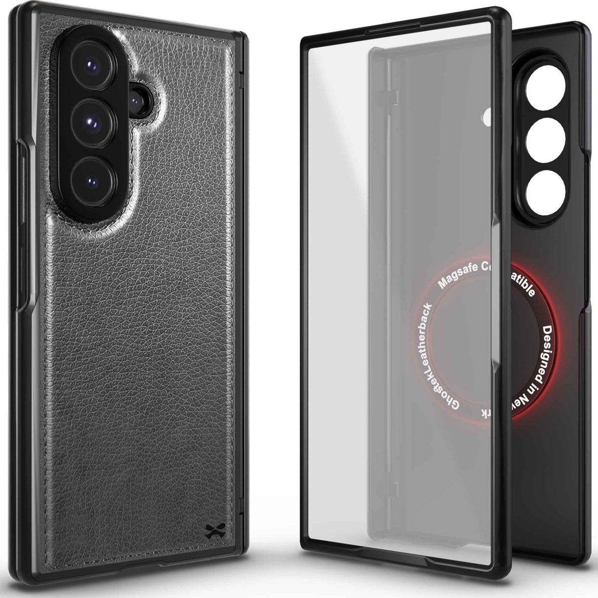 Samsung Galaxy Z Fold 7 Leather Case Gray with MagSafe