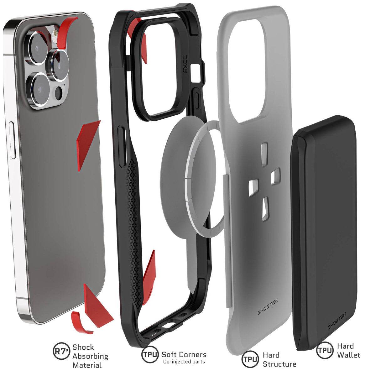 Gray iPhone 14 Pro MagSafe Case Wallet CardHolder