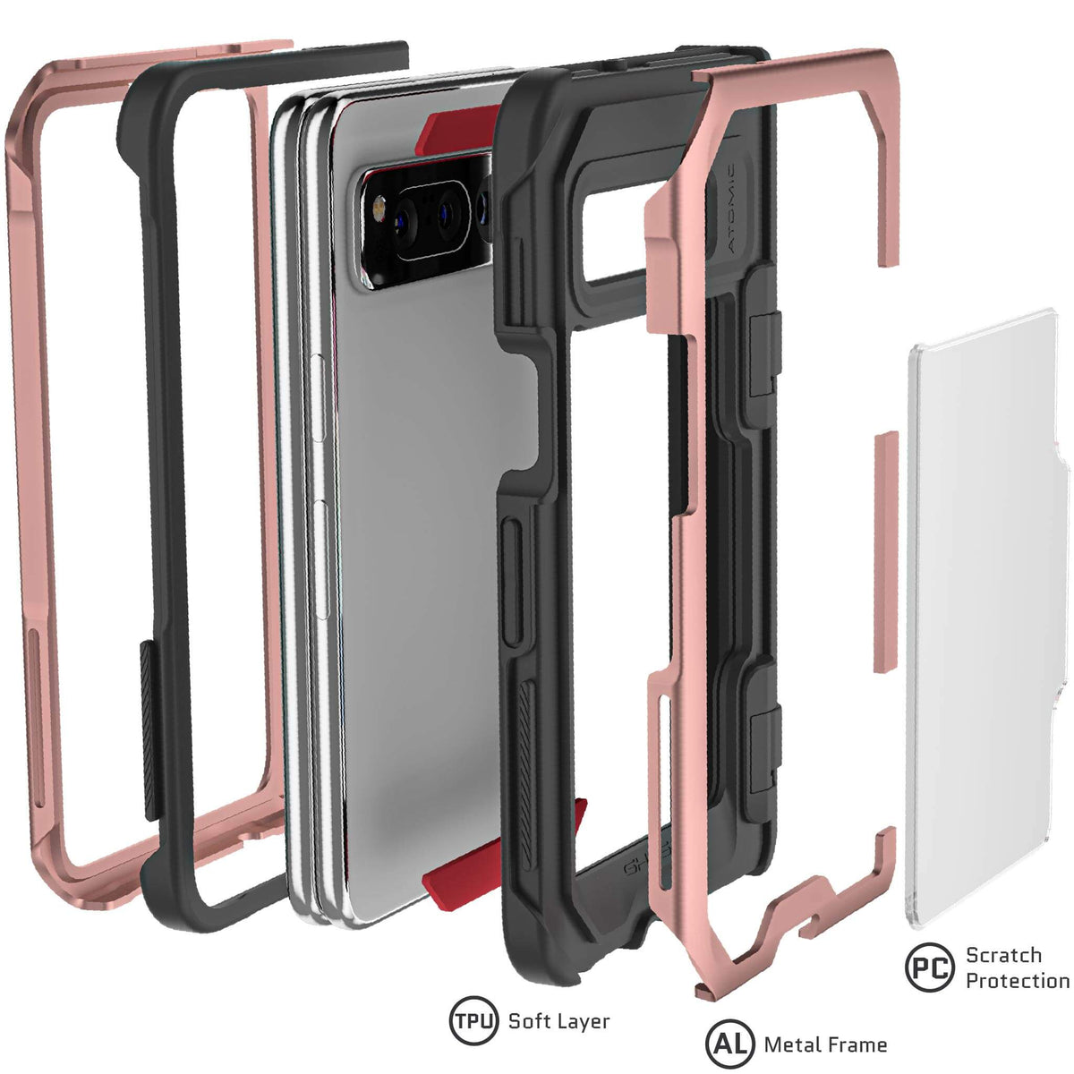Google Pixel Fold Case Pink Clear