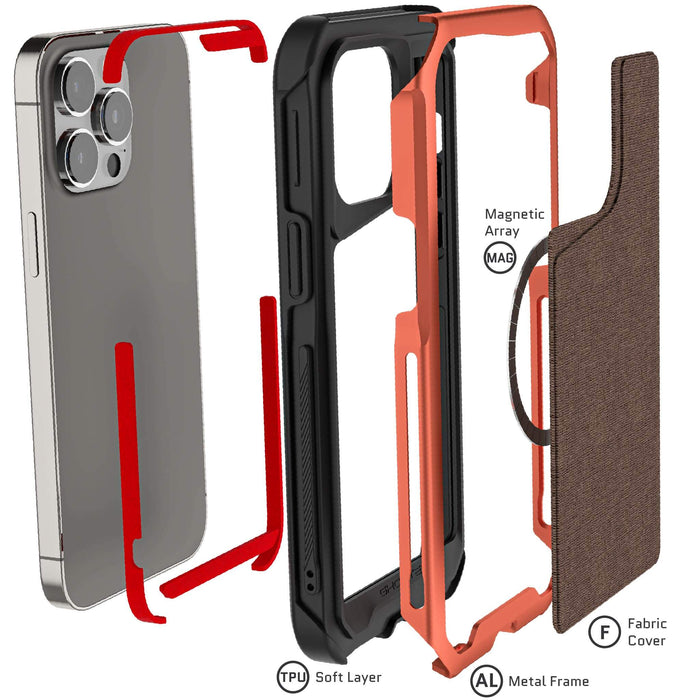 MagSafe iPhone 15 Pro Max Phone Case Orange Fabric