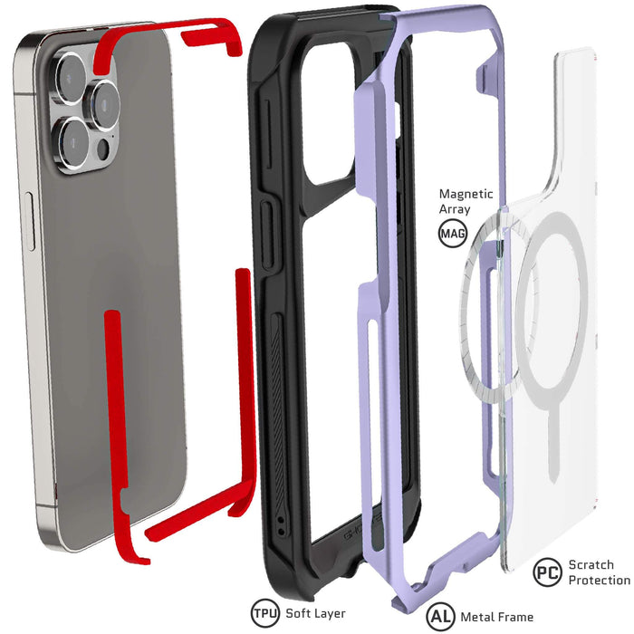 Clear iPhone 15 Pro Max MagSafe Phone Case Purple