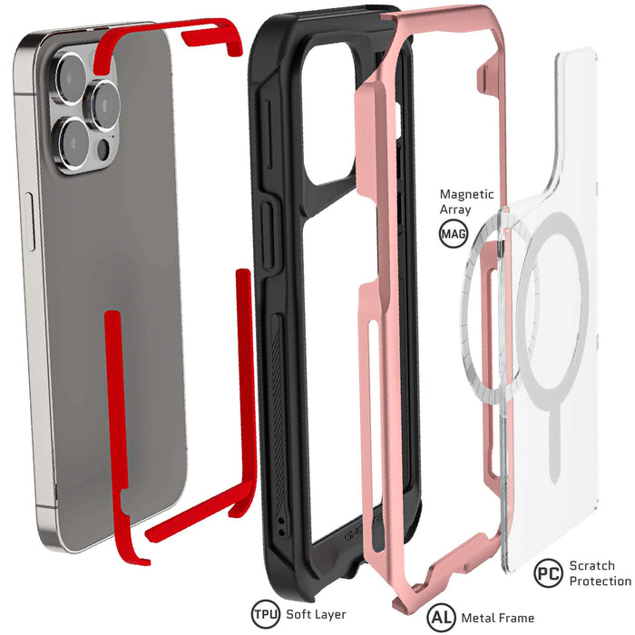 MagSafe iPhone 15 Pro Max Clear Phone Case Pink