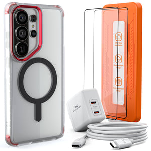 
                        Galaxy S26 Series Bundle – Case + Charger + Cable + Screen Protector