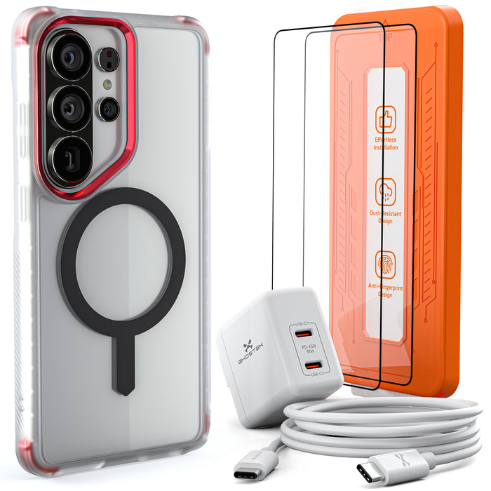 Galaxy S26 Series Bundle – Case + Charger + Cable + Screen Protector
