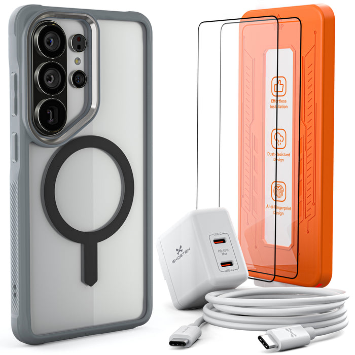 Galaxy S26 Series Bundle – Case + Charger + Cable + Screen Protector