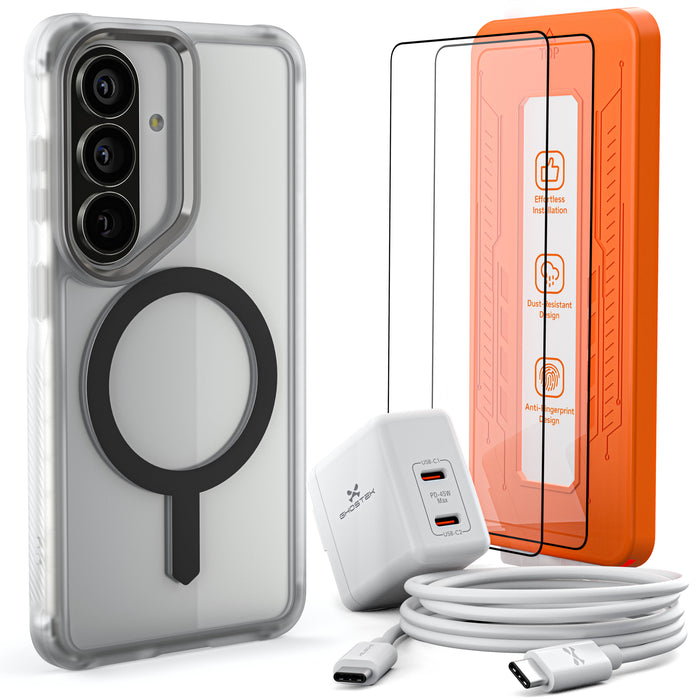 Galaxy S26 Series Bundle – Case + Charger + Cable + Screen Protector