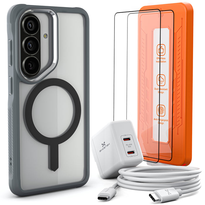 Galaxy S26 Series Bundle – Case + Charger + Cable + Screen Protector