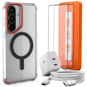 
                        Galaxy S26 Series Bundle – Case + Charger + Cable + Screen Protector