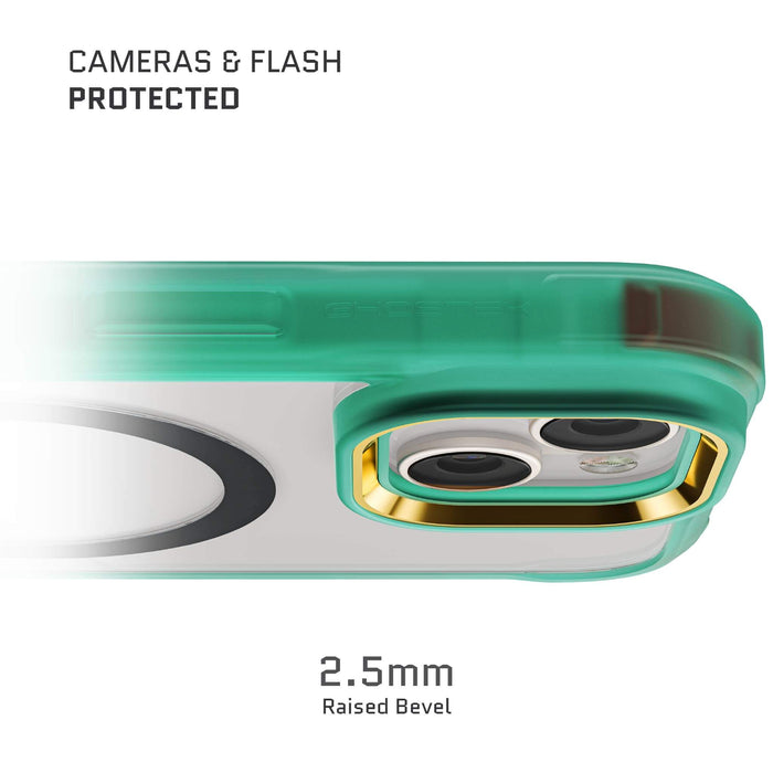 Teal Apple iPhone 15 Case Clear MagSafe