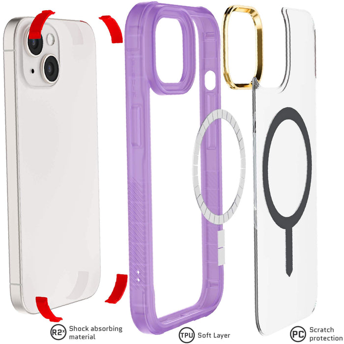 Purple Apple iPhone 15 Clear Phone Case MagSafe