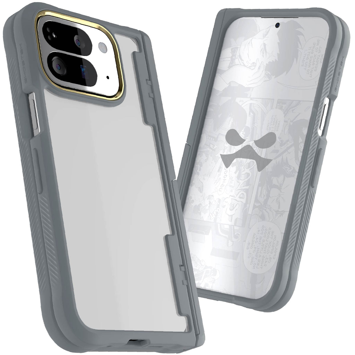 Pixel 10 Pro Fold Case Gray Clear Protective Phone Cover Kickstand Hinge Protection Shockproof Slim