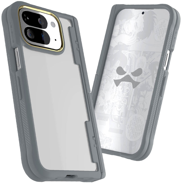 Pixel 10 Pro Fold Case Gray Clear Protective Phone Cover Kickstand Hinge Protection Shockproof Slim