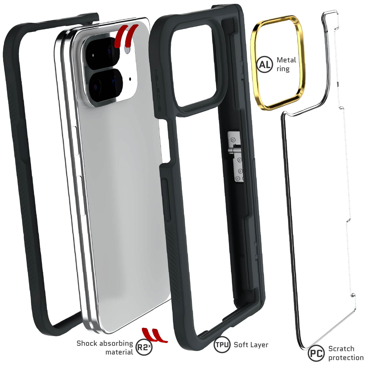 Google Pixel 10 Pro Fold Case Black Clear Phone Cover