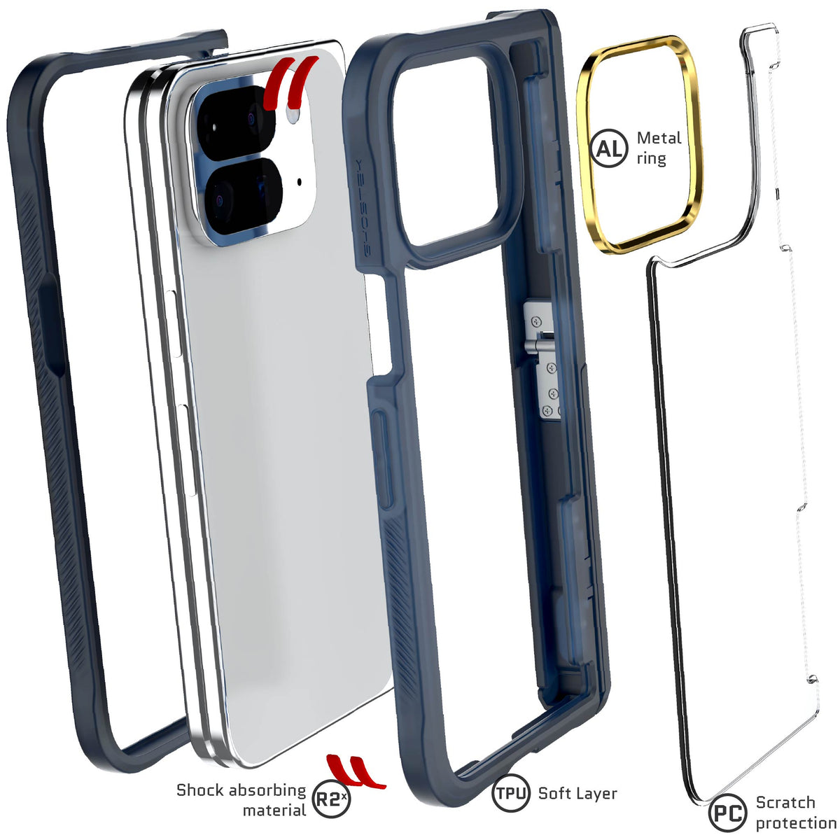 Google Pixel 10 Pro Fold Case Blue Clear Protective Phone Cover