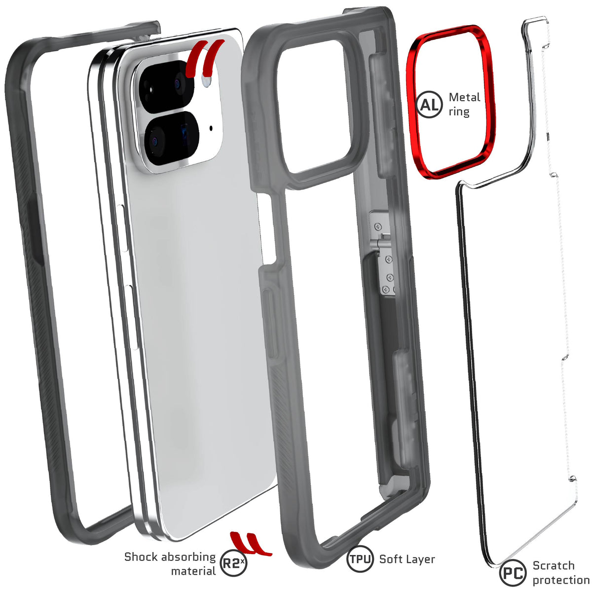 Google Pixel 10 Pro Fold Clear Case Smoke Phone Cover