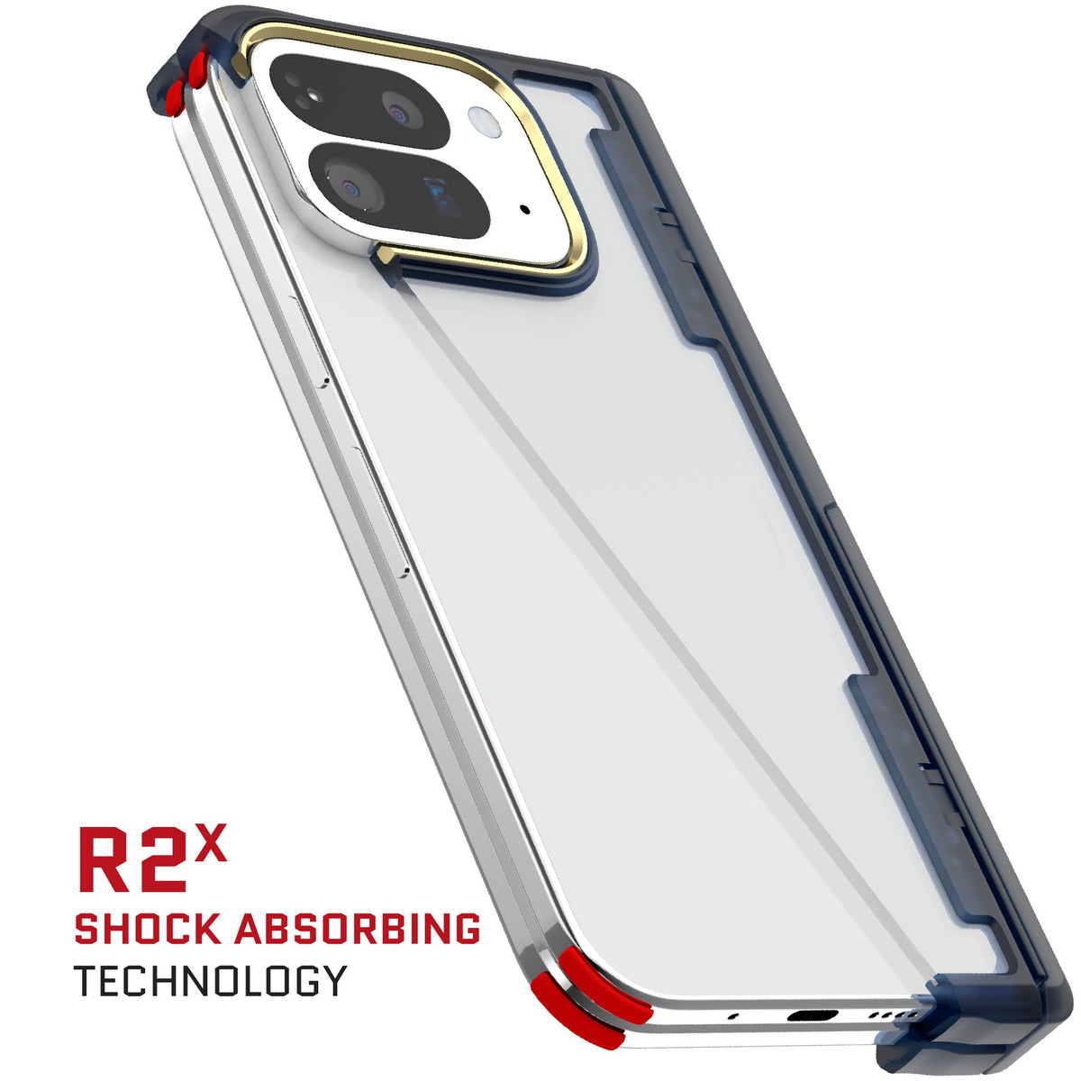 Google Pixel 10 Pro Fold Case Blue Clear Protective Phone Cover Kickstand