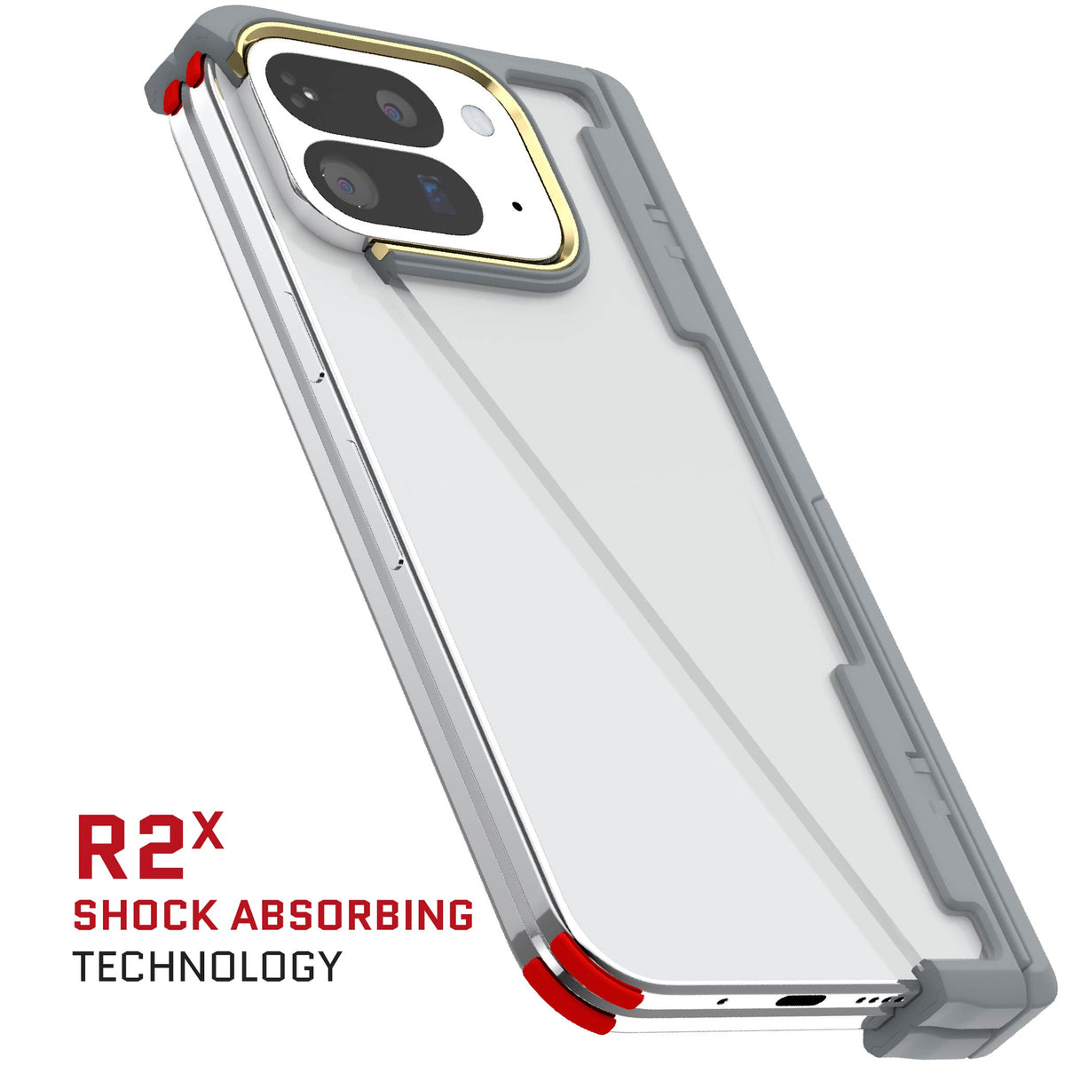 Pixel 10 Pro Fold Case Gray Clear Protective Phone Cover Kickstand