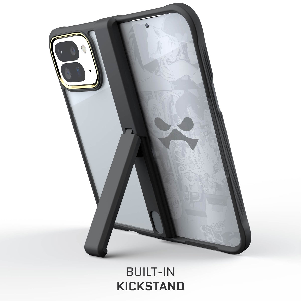 Google Pixel 10 Pro Fold Case Black Clear Protective Phone Cover Kickstand