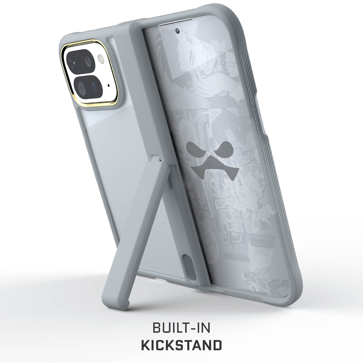 Pixel 10 Pro Fold Case Gray Clear Protective Phone Cover Kickstand Hinge Protection