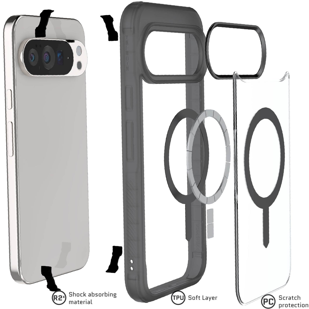 Google Pixel 10 Pro XL Case Smoke Matte MagSafe Clear Phone Cover
