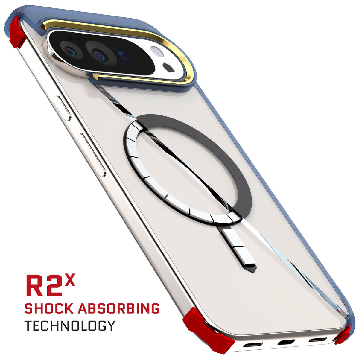 Pixel 10 Pro XL Case Blue MagSafe Clear Magnetic Protective Phone Cover