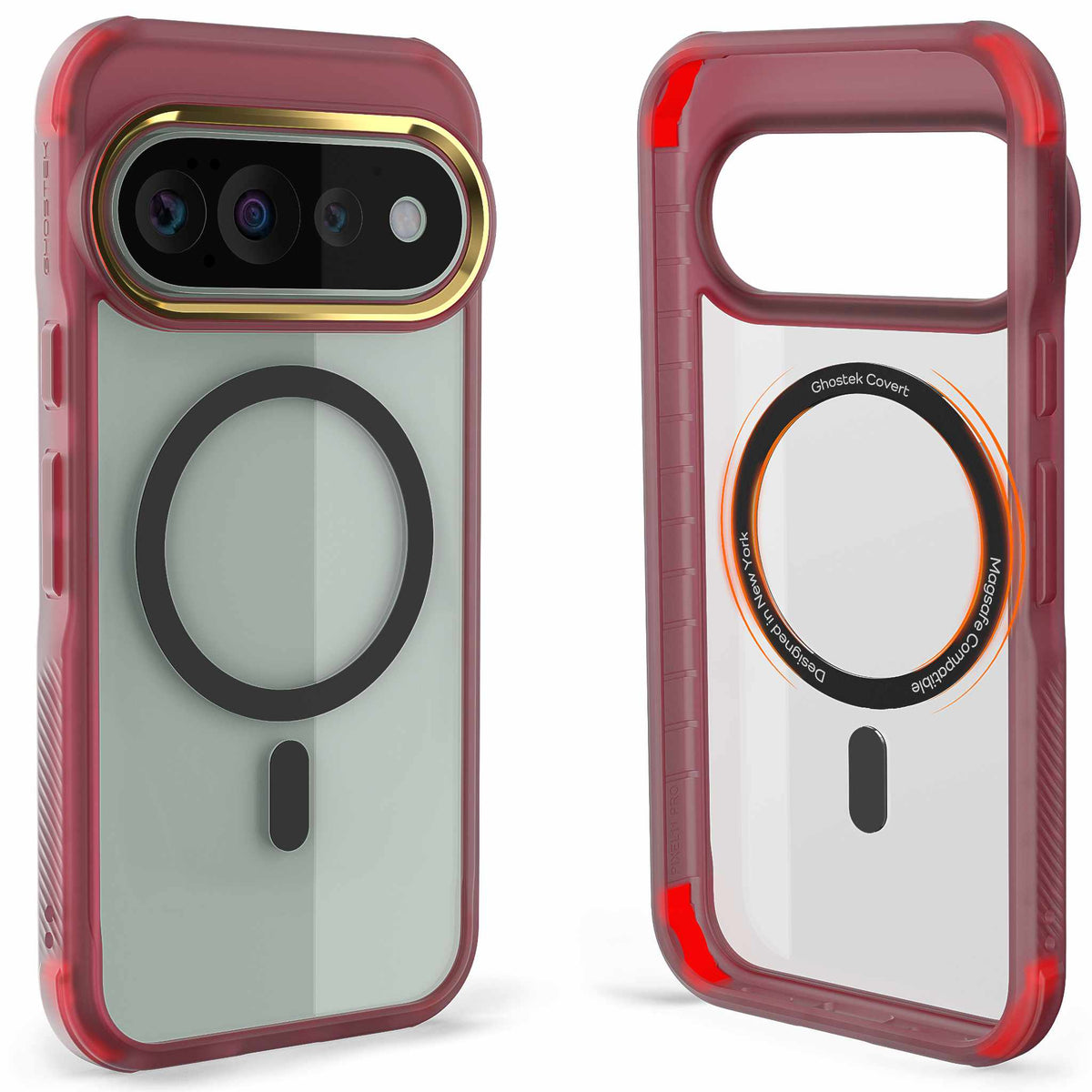Google Pixel 11 Pro Case Clear Red MagSafe Magnetic Ring Protective Cover
