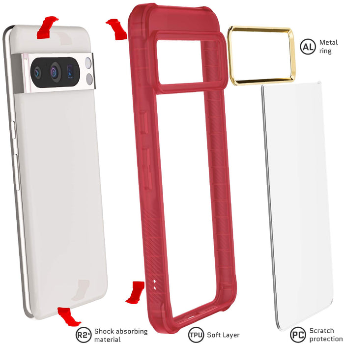 Red Google Pixel 8 Pro Clear Case