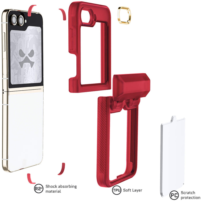 Samsung Flip 5 Red Case Clear Silicone