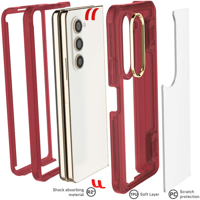 Galaxy Fold 5 Red Case Clear