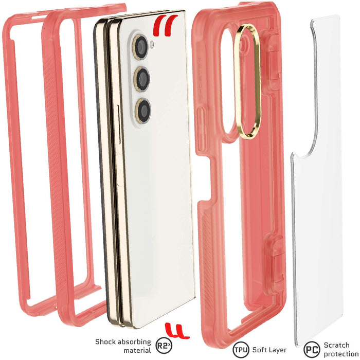 Clear Samsung Fold 5 Pink Case for Women Girls