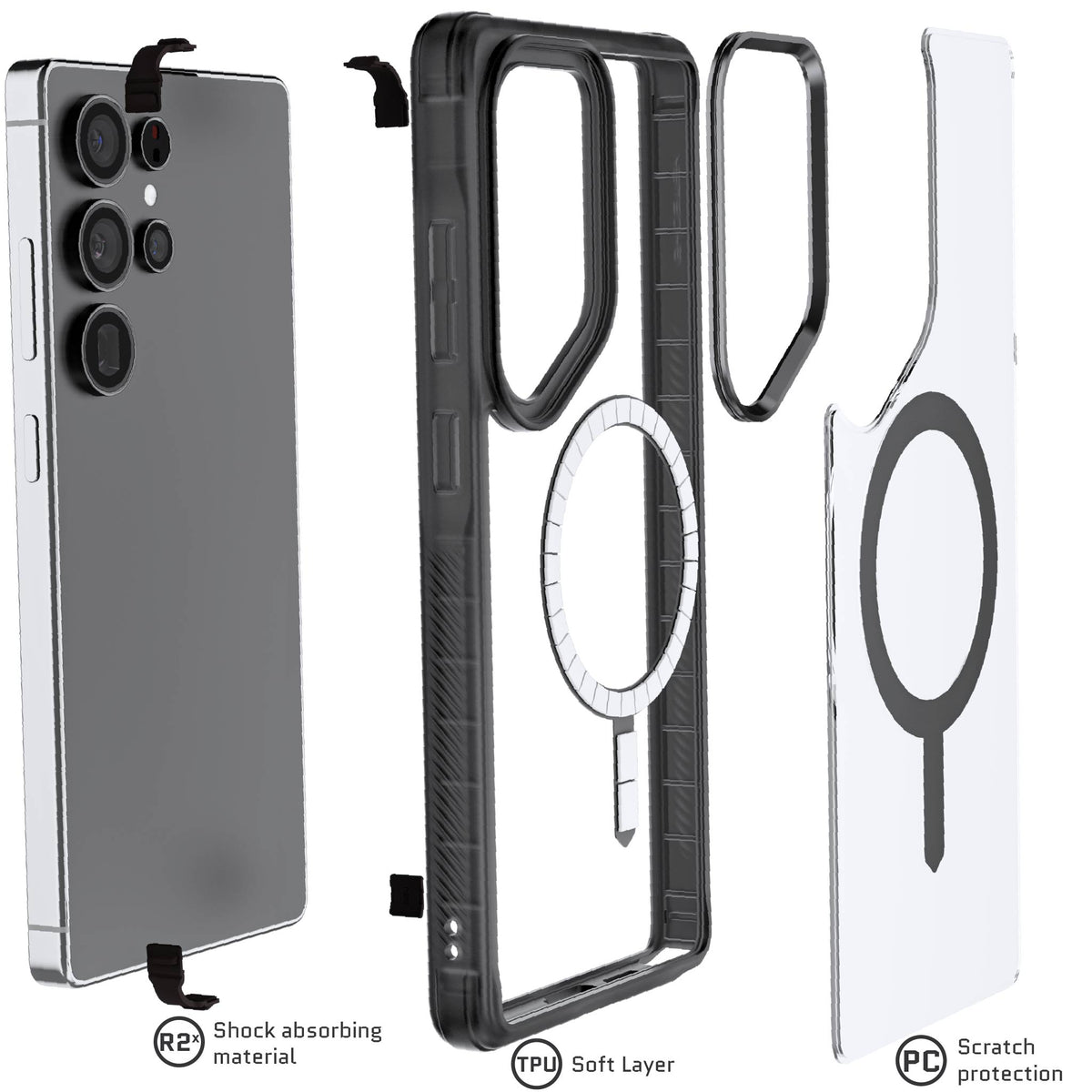 Galaxy S25 Ultra Case MagSafe Magnetic Protective Cover Matte Smoke