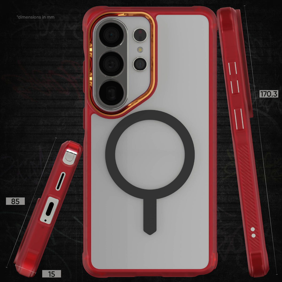 Galaxy S26 Ultra Clear Case MagSafe Protective Phone Cover Magnetic Ring Shockproof Premium Red Limited Edition
