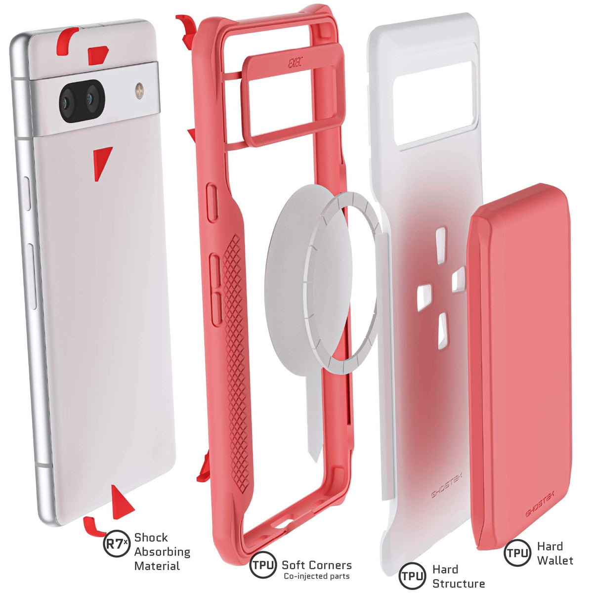 Google Pixel 7a Pink Wallet Case Card slot