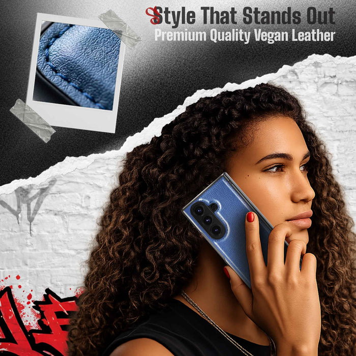 Samsung Galaxy Z Fold 7 Leather Case Black with MagSafe