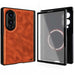 Samsung Galaxy Z Fold 8 Case Leather Brown MagSafe Magnetic Hinge Cover