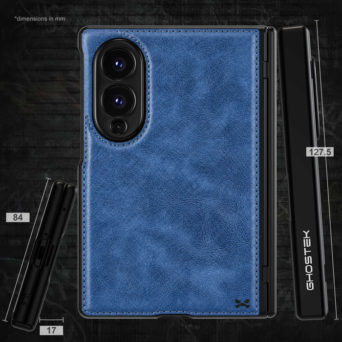 Samsung Galaxy Z Fold 8 Case Leather Blue MagSafe Magnetic Hinge Cover