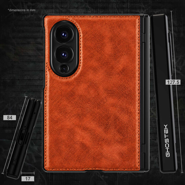 Samsung Galaxy Z Fold 8 Case Leather Brown MagSafe Magnetic Hinge Cover