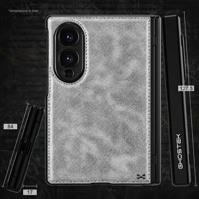 Samsung Galaxy Z Fold 8 Case Leather Gray MagSafe Magnetic Hinge Cover