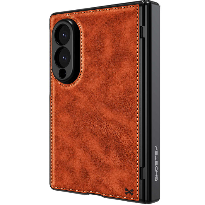 Samsung Galaxy Z Fold 8 Case Leather Brown MagSafe Magnetic Hinge Cover