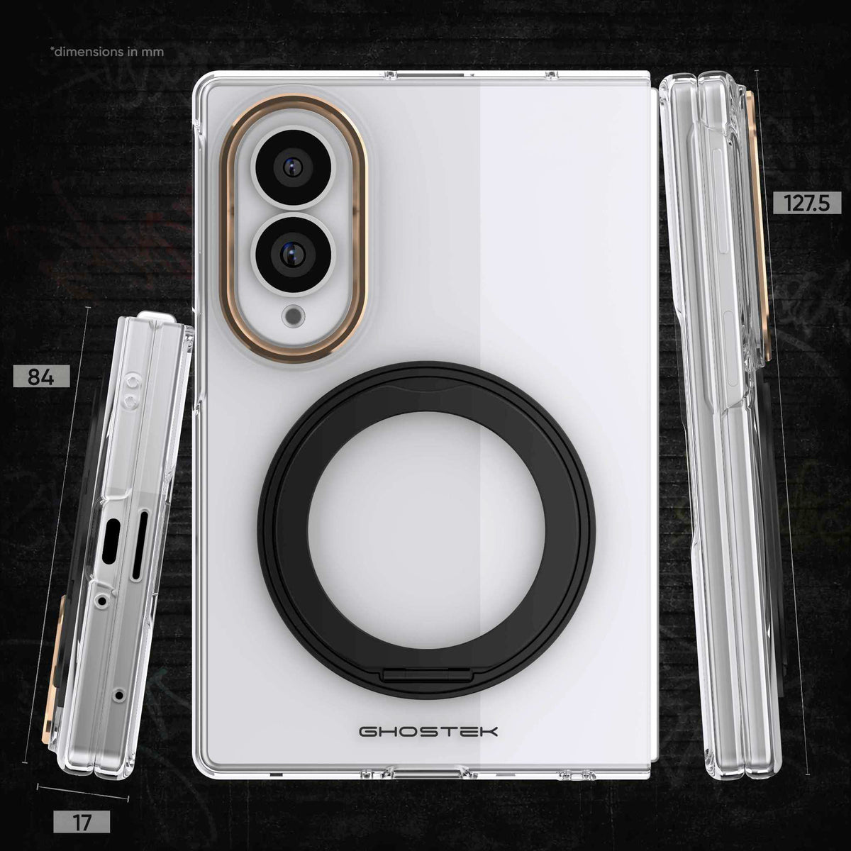 Samsung Galaxy Fold 8 Case Clear Gold MagSafe