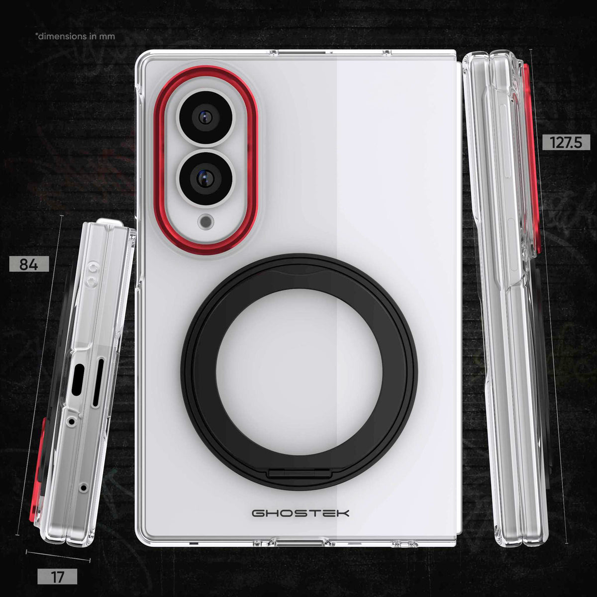 Samsung Galaxy Fold 8 Case Clear Red MagSafe