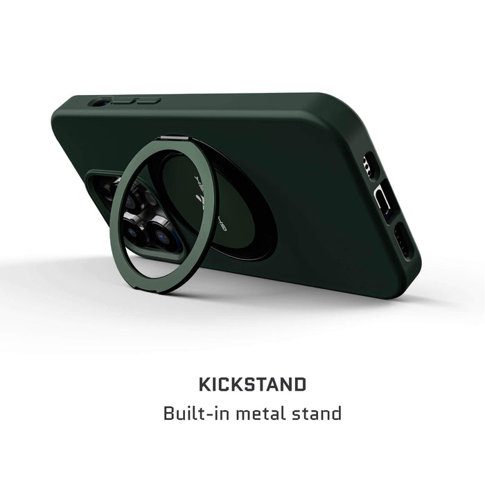 iPhone 15 Pro MagSafe Ring Kickstand Phone Case Green
