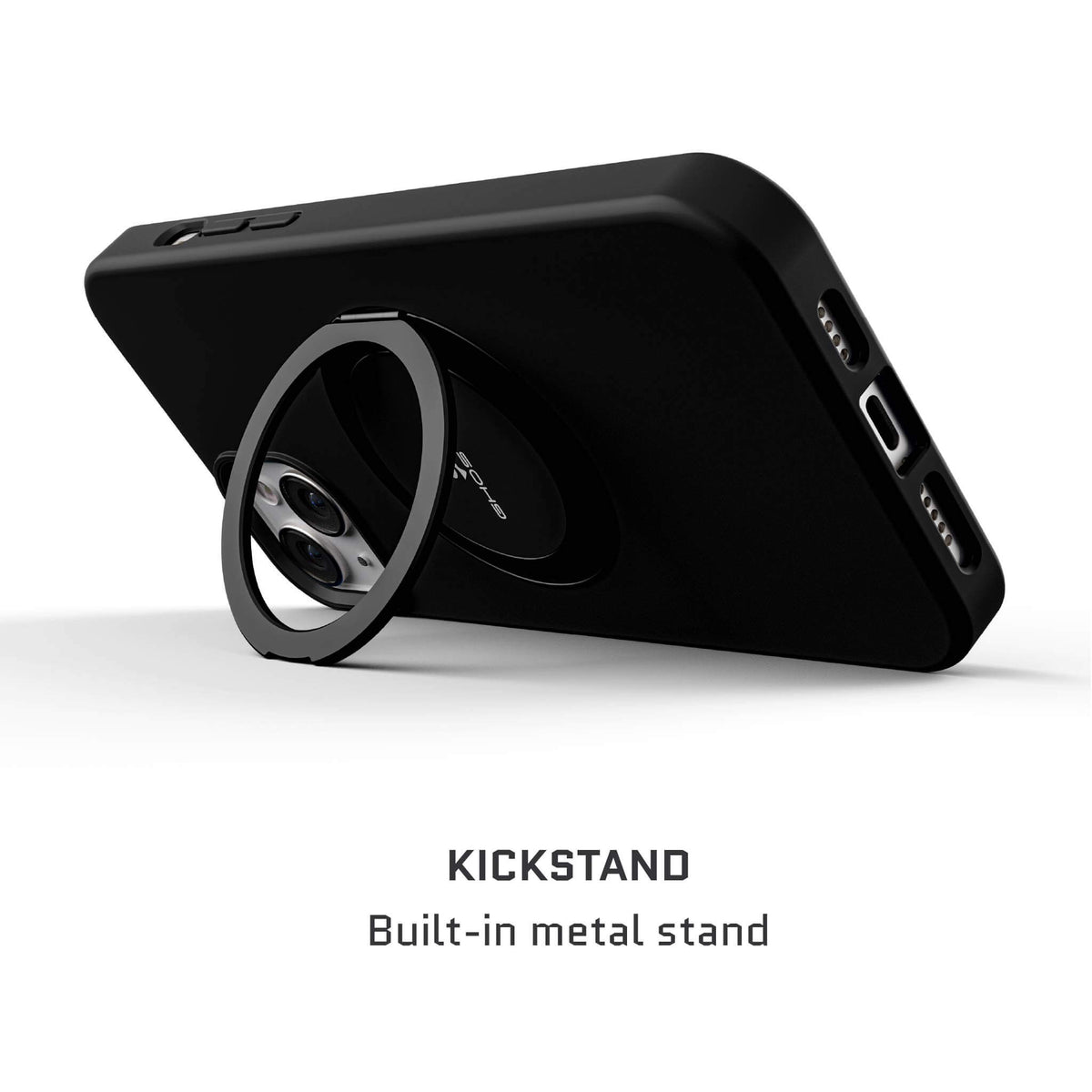 Apple iPhone 15 Plus Magnetic Ring Kickstand Case Black