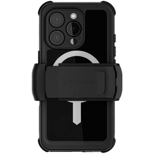 Waterproof Apple iPhone 16 Pro Protective MagSafe Phone Case with Holster Belt Clip Screen Camera Lens Protector Underwater Magnetic Black